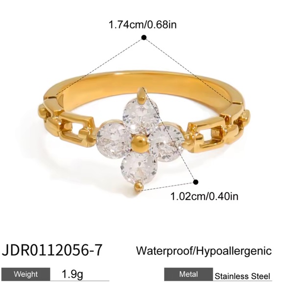 💫Flash Sale💫Flower Gold Plated Stainless Steel Geometric Clover Ring - Picture 6 of 6